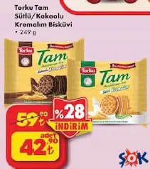 TORKU TAM SÜTLÜ/KAKAOLU KREMALIM BİSKÜVİ 249 G